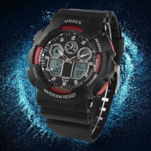 Ohsen Lcd Dual Core Red Men Sport Date Day Alarm Watch Xmas Gift Koo_titina