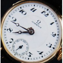 Old 18k Gold Omega Vintage Officers Trench Watch Uhren Montre Reloj Orologio