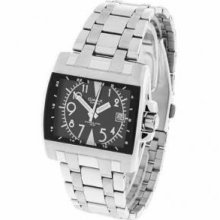 OMAX ST-1871A Men Stainless Steel Watch with Date and Black Dial