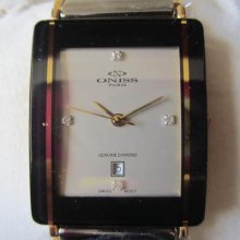 Oniss Men's Watch Quartz Diamond Grey Ceramic Sapphire Original Edition