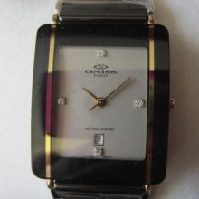 Oniss Men's Watch Quartz Diamond Black Ceramic Sapphire Original Edition