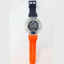 Orange Blue Digital LED Light Mens Shock Watch Alarm