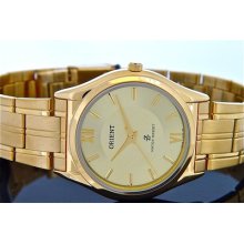 Orient Mens Watch Gold Tone Band/gold Dial Ctd0p001b0