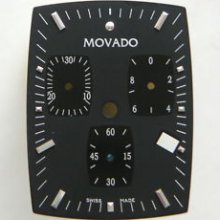 Original Movado Chronograph Black Watch Dial