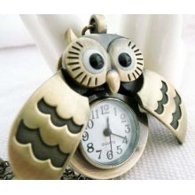 Owl Pocket watch-Antique Brass Owl Pocket Watch with Cute Butterfly Necklace