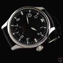 Parnis Black Dial Special 6 Mechanical Hand Winding Watch 6498 Movement P154a