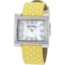 Pedre Women's 6012SX Yellow Polka Dot Grosgrain Strap Silver-Tone