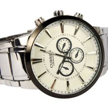 Perfect Chronometer Water Quartz Hours Hand Dial Clock Mens Steel Wrist Watch Wh