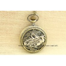 Phoenix Pocket Watch Necklace Mens Jewelry