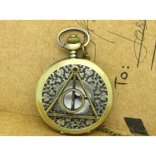 Pocket watch collection of antique Necklace Pendant inlaid hollow pattern Harry Potter Deathly Hallows circle triangle retro bronze bronze