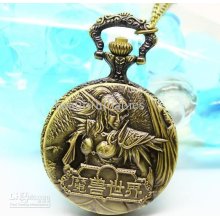 Pocket Watch Vintage Jewelry Alloy Long Necklace Antique Brass The S