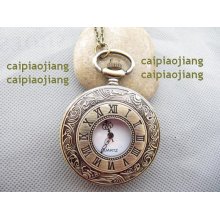 Pocket watch-vintage Victorian Retro Steampunk Roman Mechanical Pocket Watch antique bronze charm chainnecklace