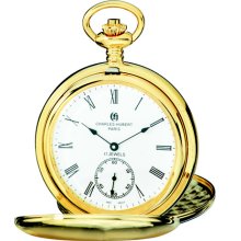 Polished gold pocket watch & chain by charles hubert #3907-gr