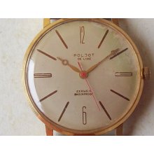 Poljot De Luxe Very Rare Soviet Mechanical Wristwatch Gold Plated