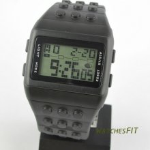 Pop Gift Calendar Date Black Rubber Band Led Digital Boys Girls Kids Wrist Watch