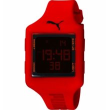 Puma Slide L Black Digital Red Silicone Unisex Watch Pu910791005