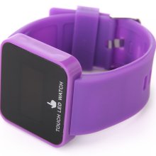 Purple Led Digital Touch Screen Colorful Silicone Date Unisex Sport Wrist Watch