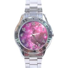 Purple Nebula Galaxy Universe Stainless Steel Analogue Watch