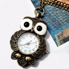 Pw0038 Owl Pocket Watch Quartz Long Chain Pendant Necklace C