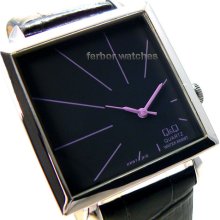 Q&q By Citizen Women Stainless Steel Black Face Purple Hands Kw97j312y