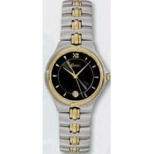 Quartzline Elegance Men`s 2 Tone Watch With Bi Fold Push Button Buckle