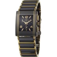 Rado Men's 'Integral' Goldtone Steel/ Black Ceramic Quartz