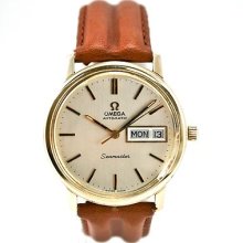 Rare Men's Omega Seamaster 10k Gold Filled Automatic Watch With Day & Date