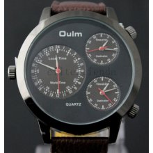 Rare Mens Three 3 Zone Cores Movement Quartz Military Wristwatch
