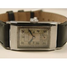 Rare Ss 1930s Omega Art Deco Era With Original Mirror Dial Watch.