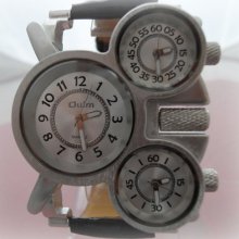 Rare Strass Three 3 Quartz Time Dial Mens Military Watch
