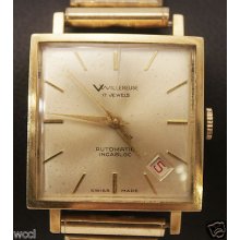 Rare Vintage Swiss 14kt Yellow Gold Case Villereuse Automatic Inkabloc Watch