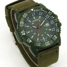 Ratatable Bezel Men Boys Analog Display Quartz Black Fabric Canvas Sport Watch