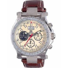 Reactor Mens Valkyrie Flight Chrono Tusk-Colored Dial Steel 81306