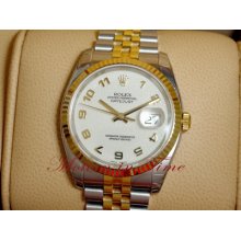 Rolex 116233 Datejust 36mm, 18kt Yellow Gold Fluted Bezel, Ivory Jubilee Dial -