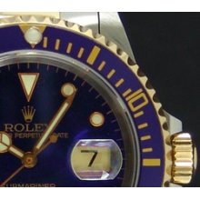ROLEX - 40mm 18kt Gold & Stainless Submariner - Blue Dial - 16613