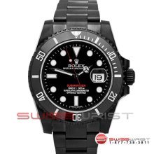 Rolex Ceramic Submariner SS 116610 DLC/PVD Coating Black w Red Accents