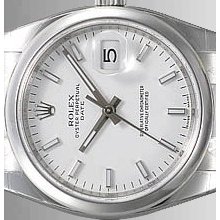 Rolex Date Mens Stainless Steel White Dial Unworn 115200