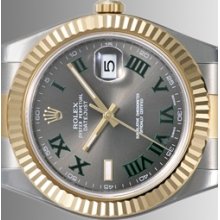 Rolex Datejust 2 (ii) Steel / 18k Yellow Silver With Green Dial Unworn - 116333