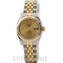 Rolex Datejust 26MM Jubilee Stainless Steel & 18K Yellow Gold Fluted Champagne Lady's Timepiece - 179173