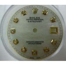 Rolex Datejust Quickset Diamond Dial White Mop For Two Tone Gold Year 1979 Up