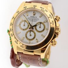 Rolex Daytona 116518 18k Yellow Gold White D-open-papers -never Worn