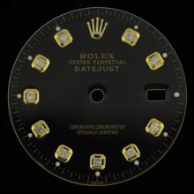 Rolex Dial Men's Datejust Two Tone Black Diamond