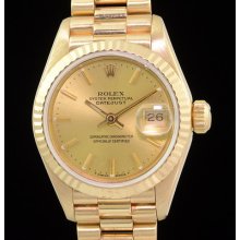 Rolex Ladies Datejust President 18k Solid Yellow Gold 69178 X Quick Set