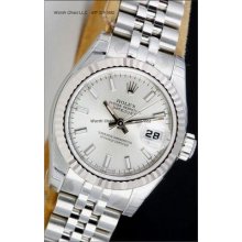 Rolex Lady Wg 26mm Datejust Silver Index 179174 Watch Chest