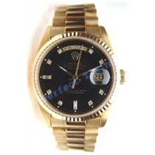 Rolex Like New Mens Double Quick President W/ Rolex Factory Black Diamond Dial 90's