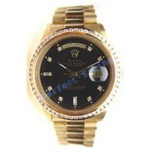 Rolex Like New Yellow Gold President W/ Black Diamond Dial and 1.7 Channel Diamond Bezel -80s