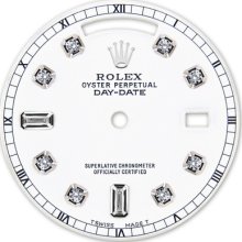 Rolex Mens Day Date White Gold White Color Dial With 8 + 2 Diamond Accent Rt