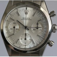 Rolex Mens Stainless Steel 6238 Pre Daytona Silver Dial W/rolex Service Papers