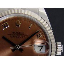 ROLEX - Mid-Size 31mm 18kt WG & Stainless Datejust - Rose Roman Dial - 178274