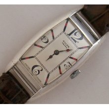 Rolex Prima Men Wristwatch Silver Curved Custom Case Load Manual Refinished Dial